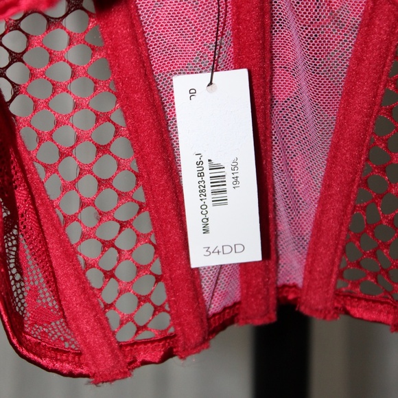 Adore Me. Red Lace Corset Bustier with Strappy Detail.  Sz. 34DD - Picture 7 of 7